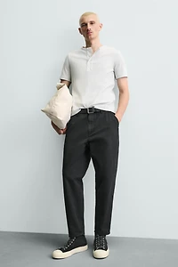 WASHED TAPERED FIT PANTS