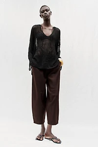 LINEN BARREL PANTS