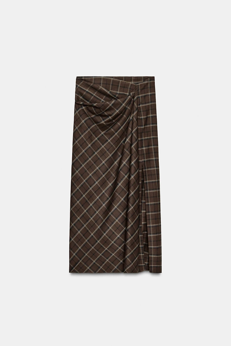 ZW COLLECTION DRAPED PLAID SKIRT