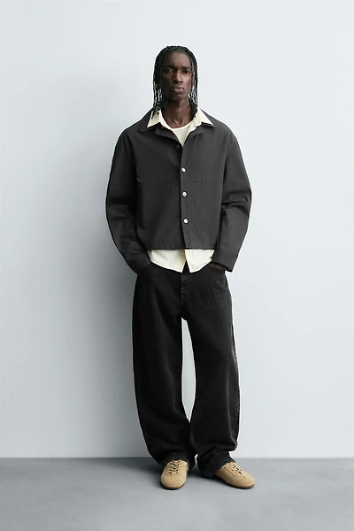 TEXTURED CROPPED FIT OVERSHIRT