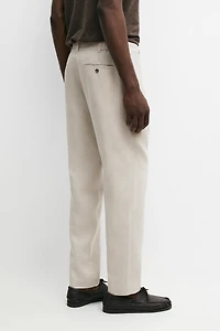 Tapered fit linen trousers