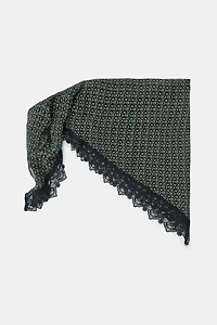 100% VISCOSE PRINTED SARONG SCARF WITH LACE
