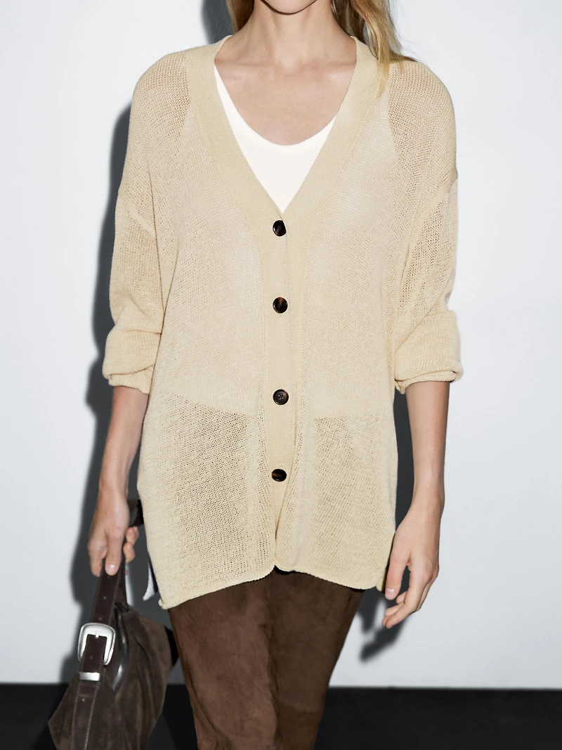 Oversize fine knit cardigan