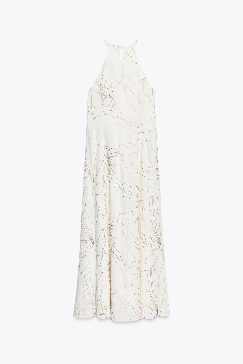 ROBE HALTER BRODERIES FLEURS