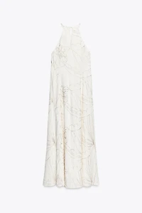 ROBE HALTER BRODERIES FLEURS