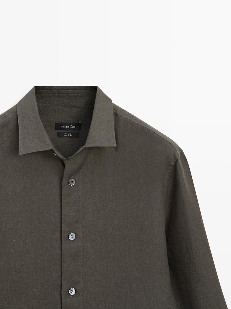 Regular fit 100% heavy linen shirt