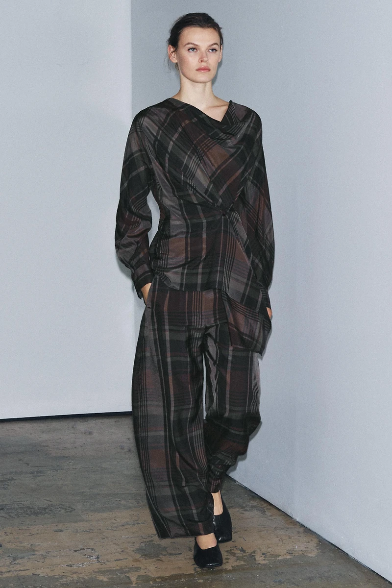 ZW COLLECTION PLAID BALLOON PANTS