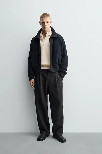 CONTRASTING RIB COLLAR JACKET