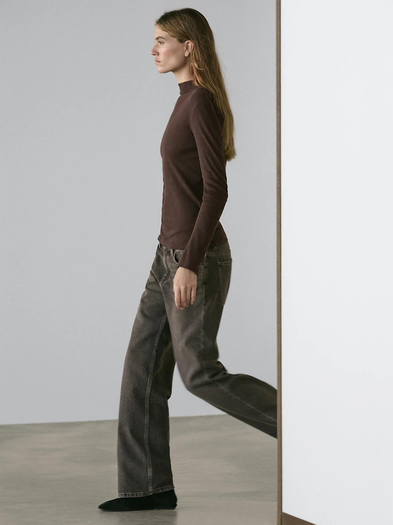 Ribbed long sleeve cotton T-shirt
