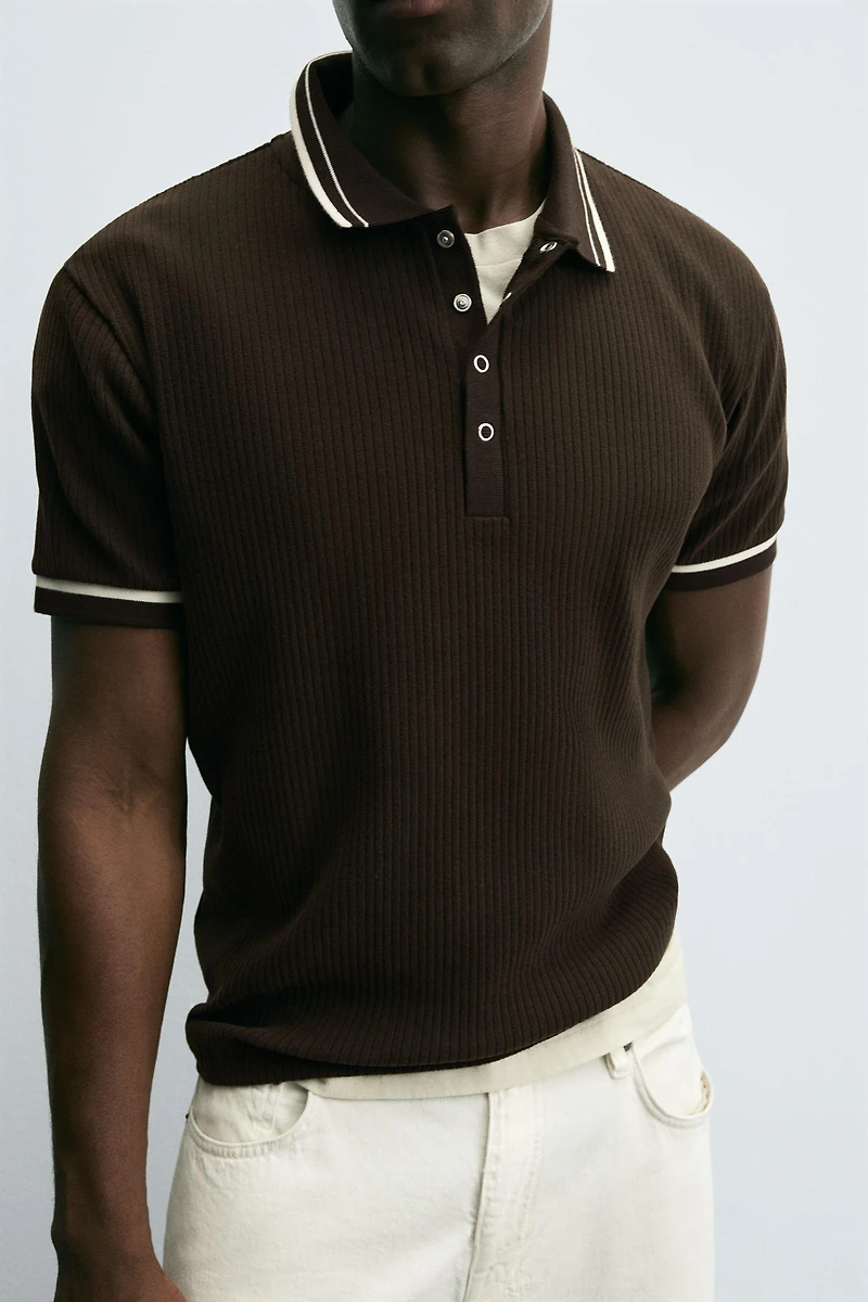 POLO CÔTELÉ CONTRASTE