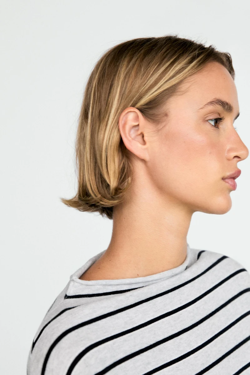 100% cotton striped knit sweater