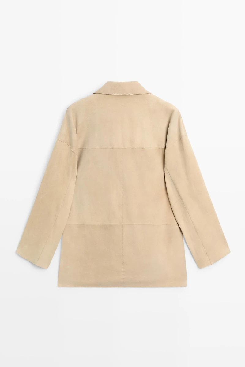 Suede leather pocket blazer
