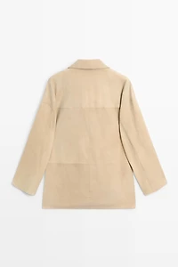 Suede leather pocket blazer