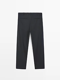 Pantalon relaxed fit à pinces en laine mélangée