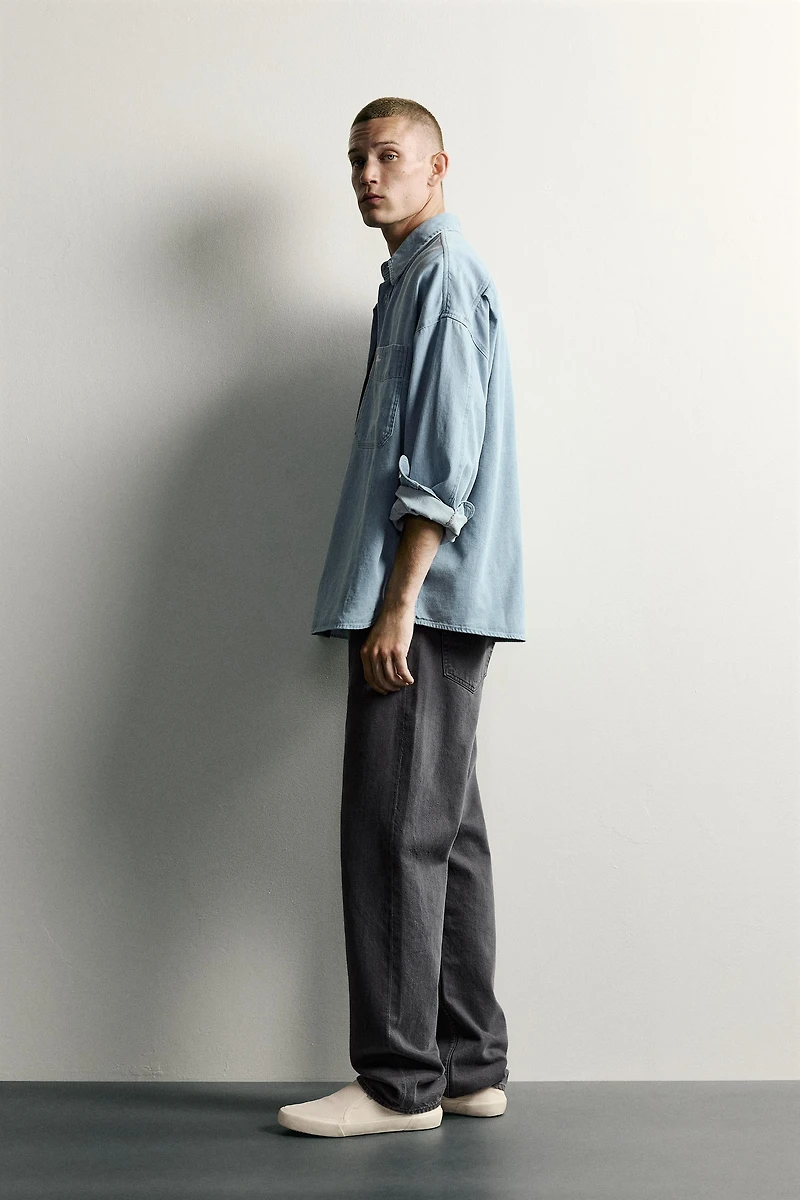 RELAXED-FIT EMBROIDERED DENIM SHIRT