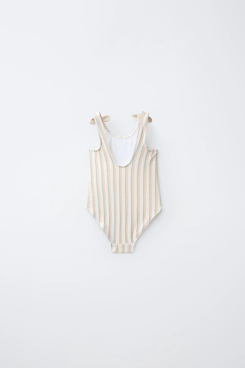 1-6 YEARS/ TEXTURED STRIPE SWIMSUIT