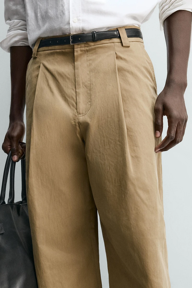 PANTALON BARREL FIT À PLIS