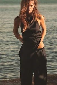 DRAWSTRING SATIN PANTS
