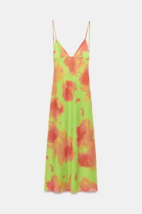 PRINTED STRAPPY MIDI DRESS