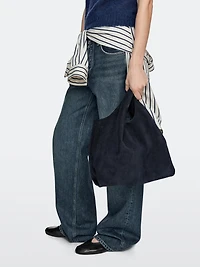 Medium split leather shopper bag