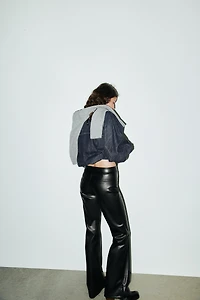 FAUX LEATHER FLARE PANTS