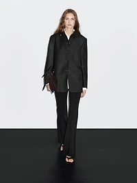 Contrast collar short coat