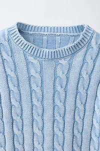 ACID WASH CABLE KNIT JUMPER