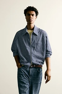 TEXTURED PLAID OVERSHIRT