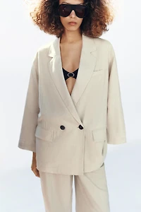 VESTE À BOUTONNAGE CROISÉ AVEC LIN