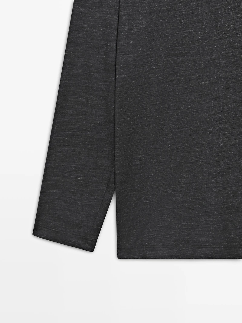 Wool blend knit polo sweater
