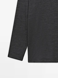 Wool blend knit polo sweater