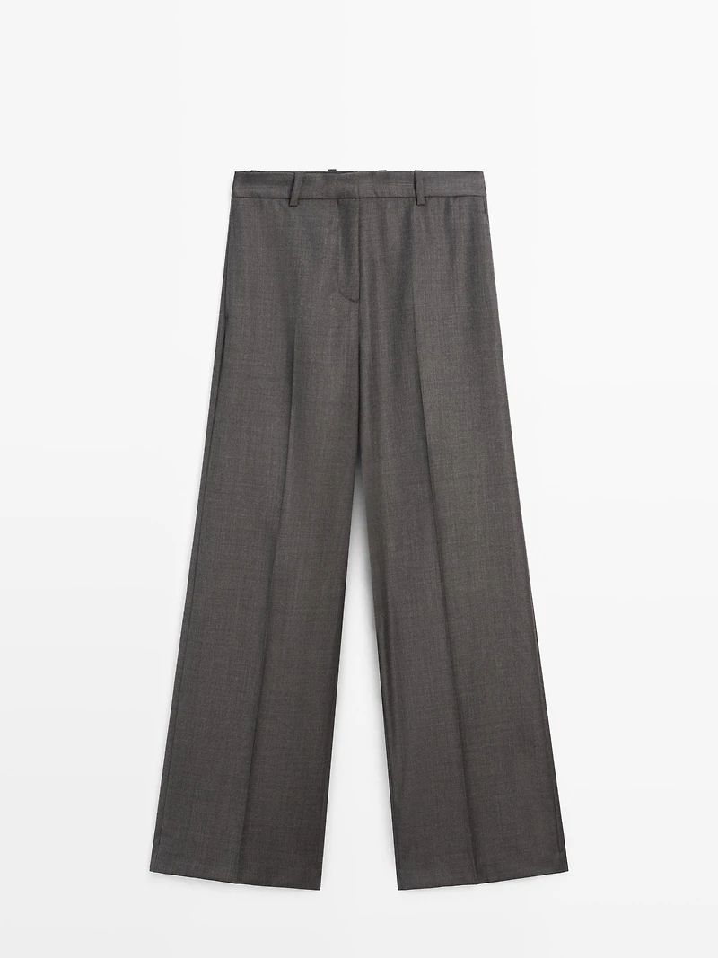 Pantalon de tailleur large 100 % laine