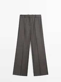 Pantalon de tailleur large 100 % laine