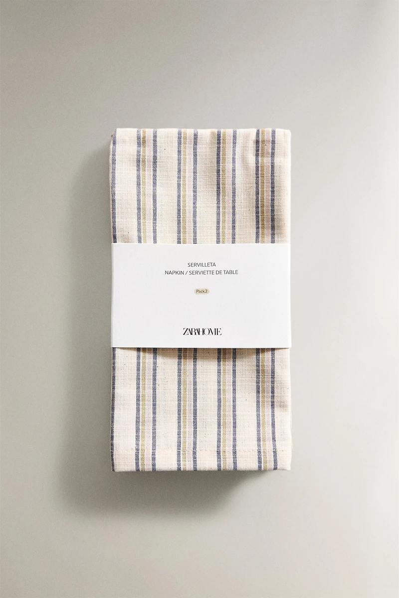 SET OF DYED THREAD STRIPED NAPKINS (PACK OF 2)