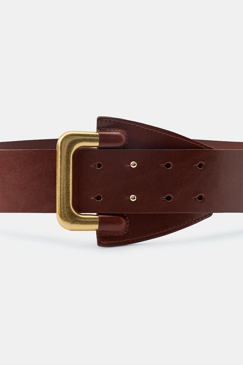 100% LEATHER PIN BUCKLE BELT