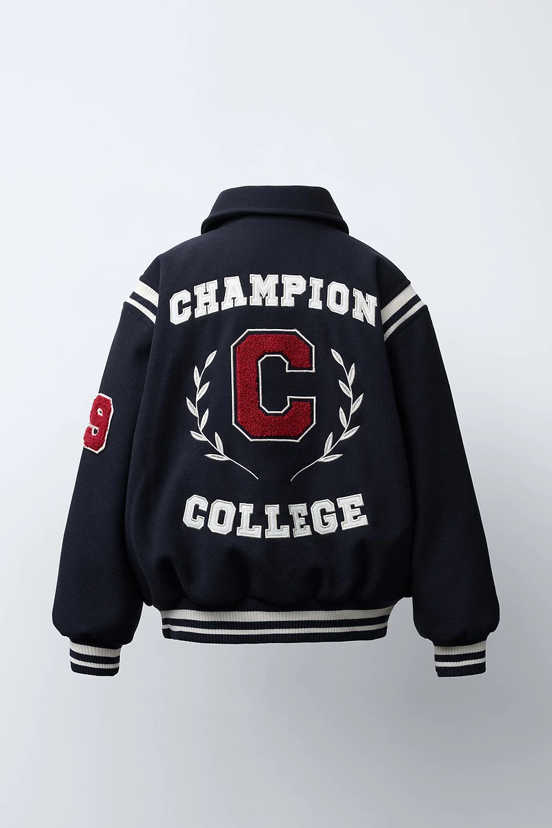 CHAMPION ® X ZARA PATCH CLOTH BOMBER JACKET
