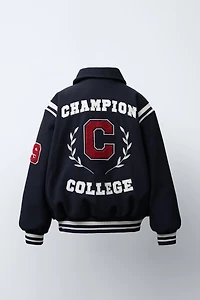 CHAMPION ® X ZARA PATCH CLOTH BOMBER JACKET