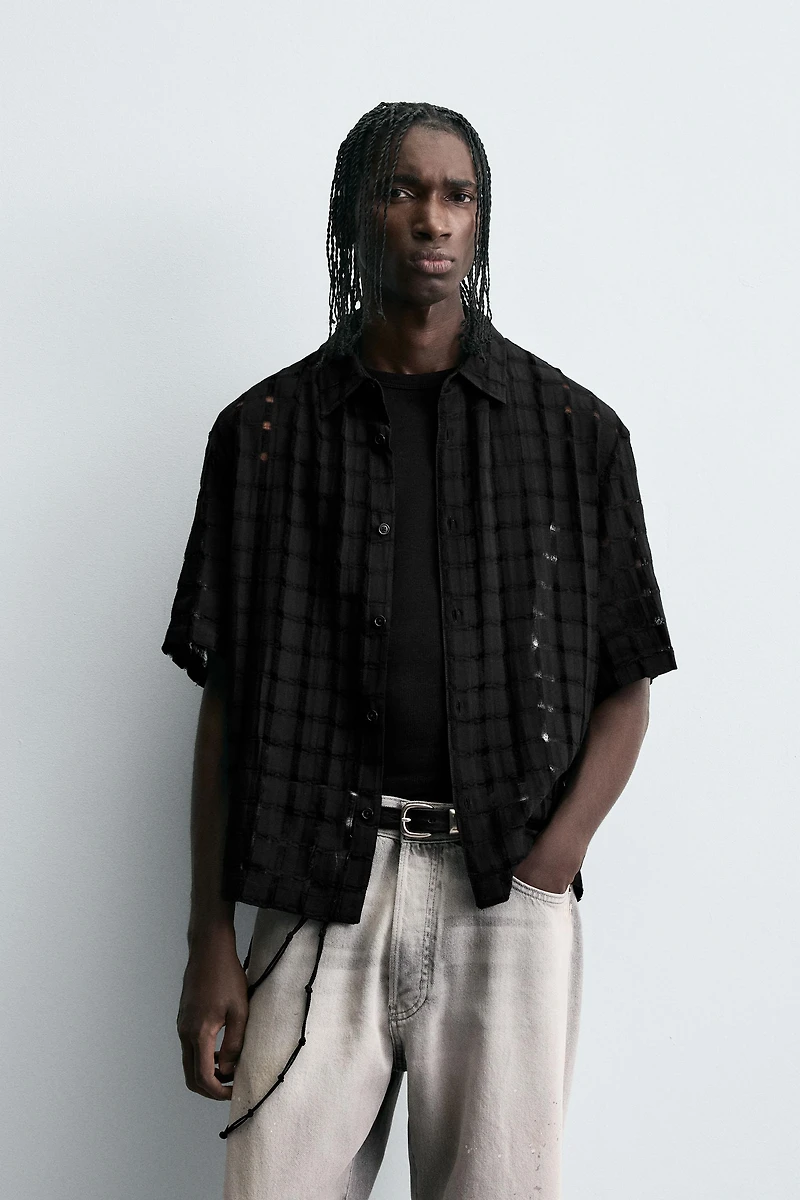 JACQUARD NEEDLE-OUT SHIRT