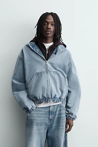 BLOUSON DÉLAVÉ À CAPUCHE