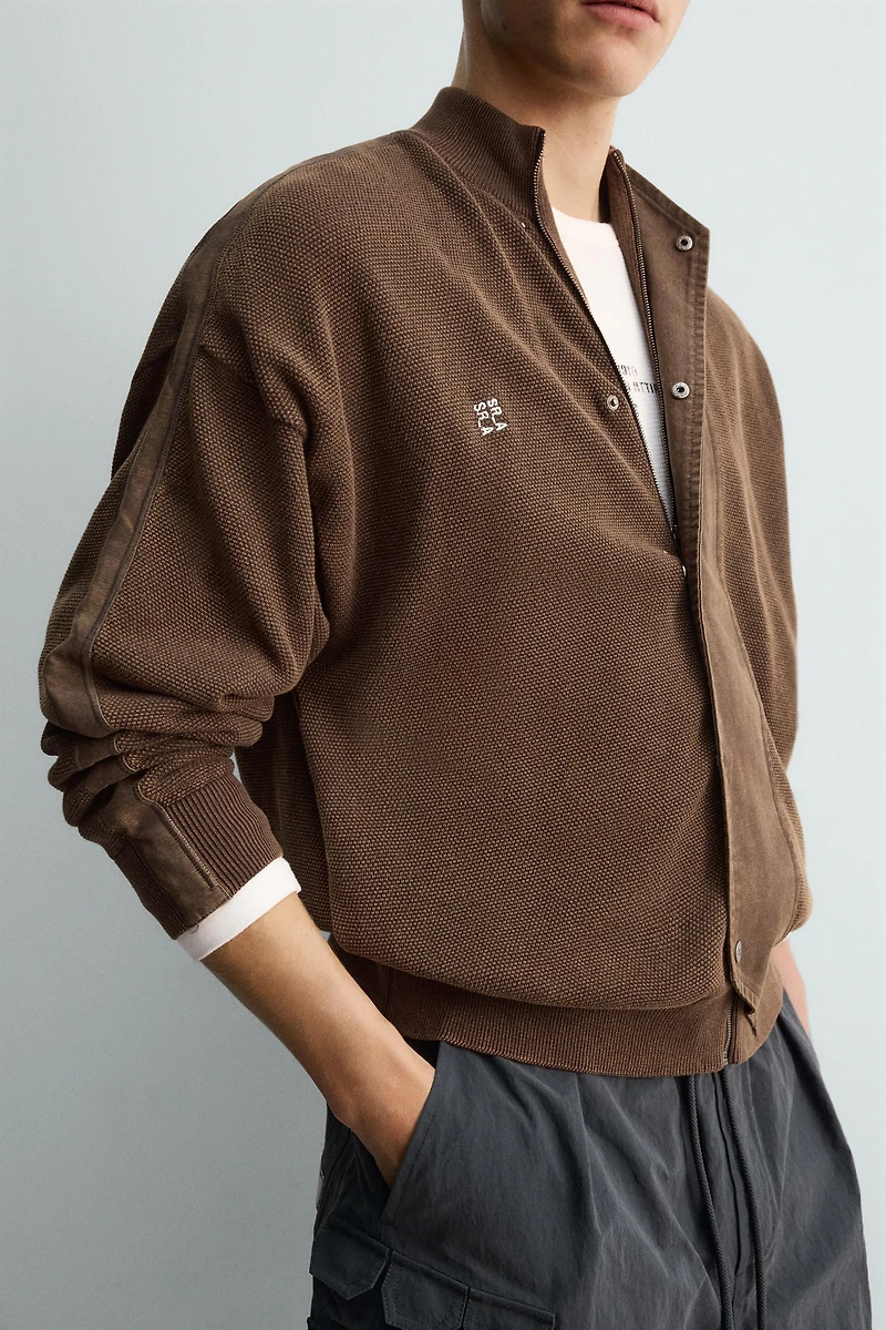 WASHED BANDED KNIT CARDIGAN X SR_A