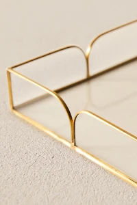 GLASS NAPKIN HOLDER WITH METAL TRIM