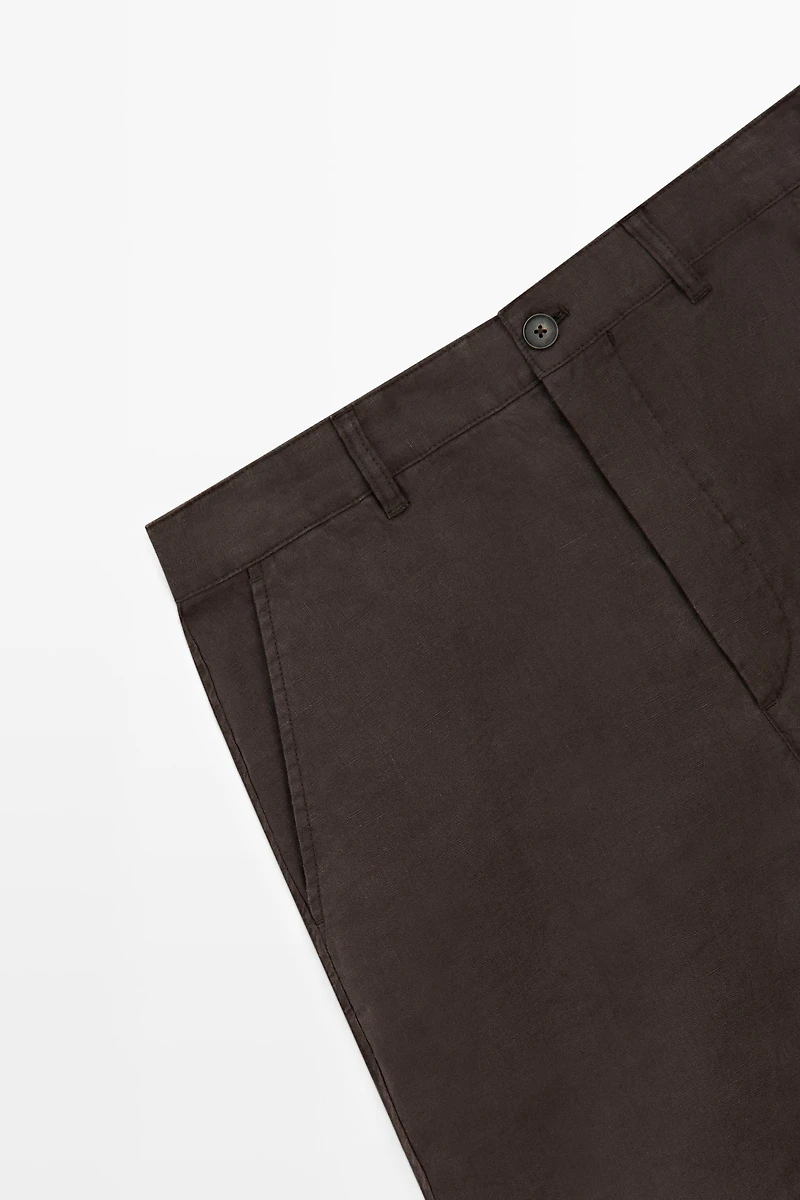 100% linen total look Bermuda shorts