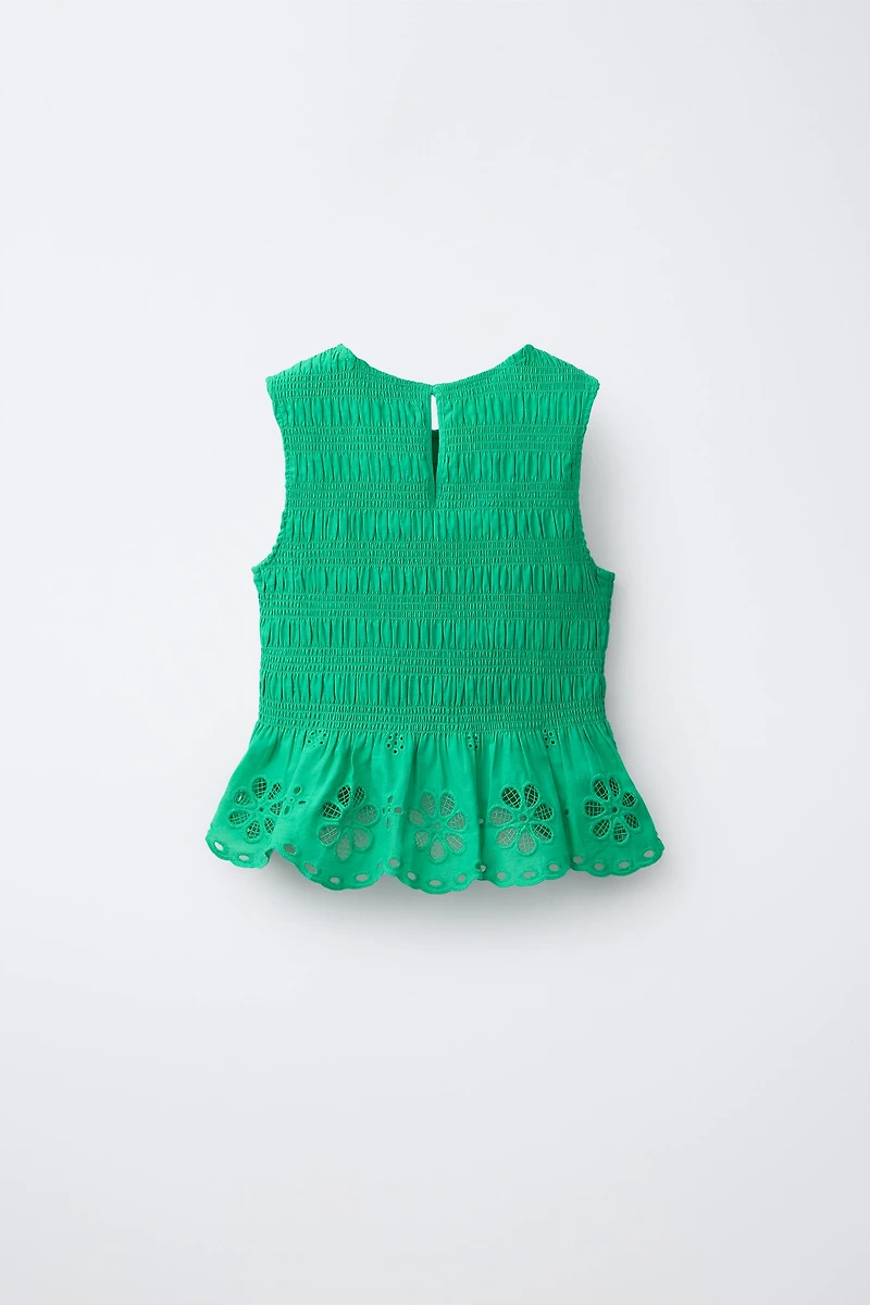 SCHIFFLY ELASTICIZED TOP