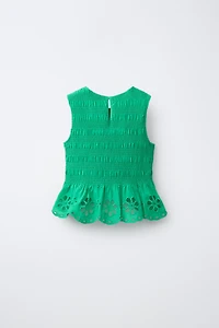 SCHIFFLY ELASTICIZED TOP