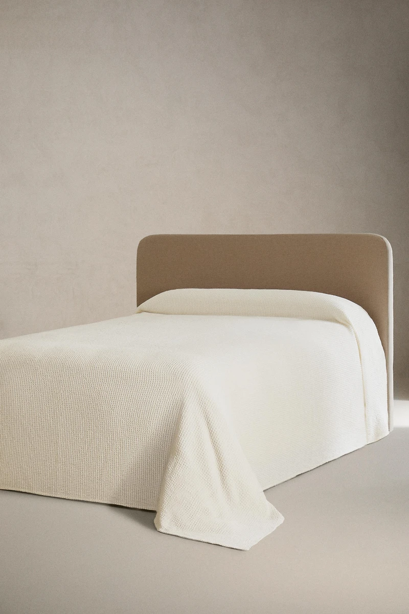 MINI WAFFLE-KNIT COTTON BEDSPREAD