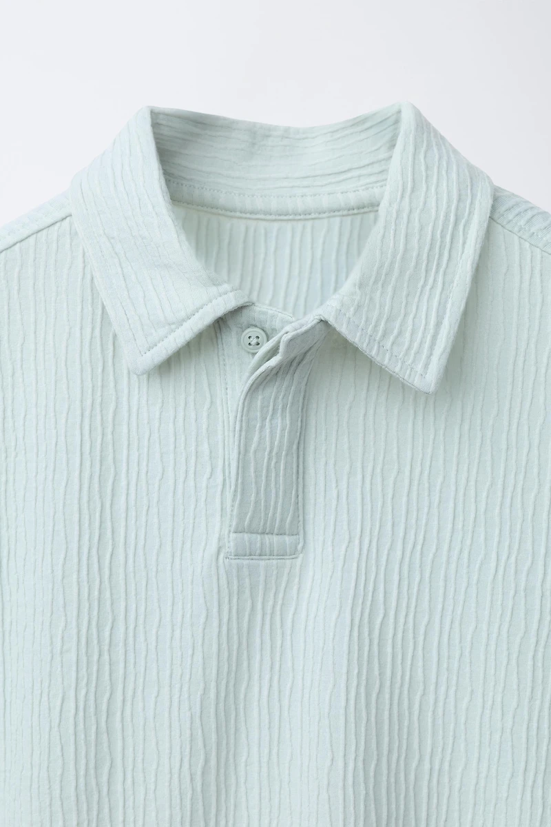 TEXTURED POLO SHIRT AND BERMUDA SHORTS SET