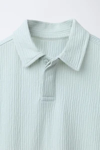 TEXTURED POLO SHIRT AND BERMUDA SHORTS SET