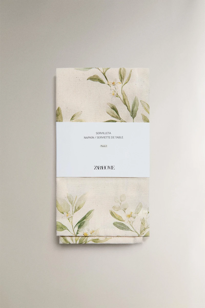 BRANCH AND FLORAL PRINT NAPKINS (PACK OF 2)