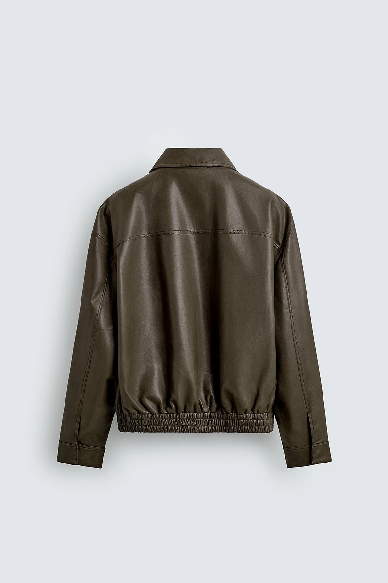 FAUX LEATHER BOMBER JACKET