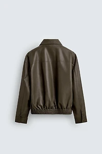 FAUX LEATHER BOMBER JACKET